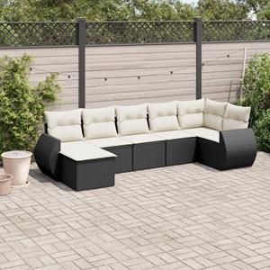 VidaXL 8-delige Loungeset met kussens poly rattan zwart