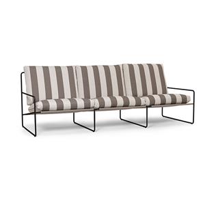 Ferm LIVING-collectie Desert loungbank outdoor 3 zits Stripe Black/Chocolate