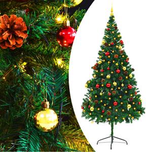 VidaXL Kunstkerstboom met verlichting en kerstballen 210 cm groen