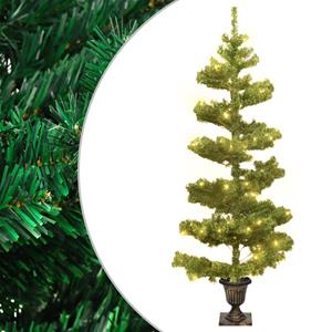 VidaXL Kunstkerstboom met verlichting en pot 120 cm PVC groen