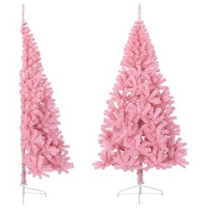 VidaXL Kunstkerstboom met standaard half 180 cm PVC roze