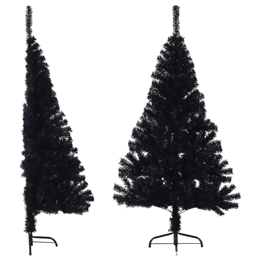 VidaXL Kunstkerstboom met standaard half 120 cm PVC zwart