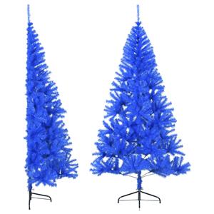 VidaXL Kunstkerstboom met standaard half 210 cm PVC blauw