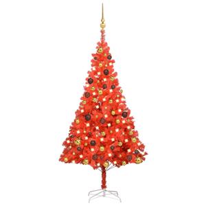 VidaXL Kunstkerstboom met verlichting en kerstballen 150 cm PVC rood