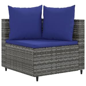 vidaXL 3-delige Loungeset met kussens poly rattan grijs