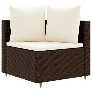 vidaXL 3-delige Loungeset met kussens poly rattan bruin