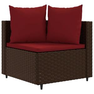 vidaXL 3-delige Loungeset met kussens poly rattan bruin