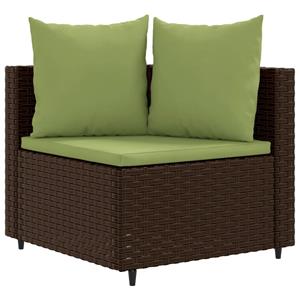 vidaXL 3-delige Loungeset met kussens poly rattan bruin