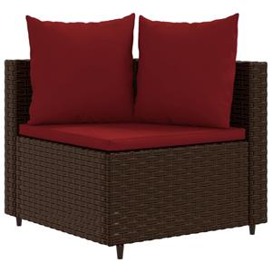 vidaXL 4-delige Loungeset met kussens poly rattan bruin