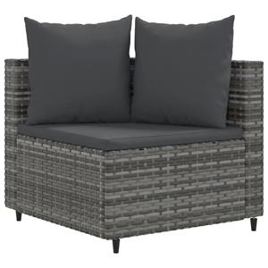 vidaXL 4-delige Loungeset met kussens poly rattan grijs