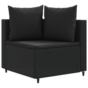 vidaXL 4-delige Loungeset met kussens poly rattan zwart