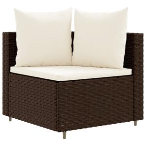 vidaXL 5-delige Loungeset met kussens poly rattan bruin