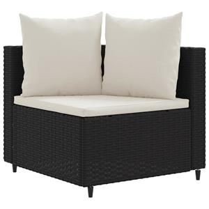 vidaXL 5-delige Loungeset met kussens poly rattan zwart