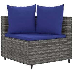 vidaXL 5-delige Loungeset met kussens poly rattan grijs