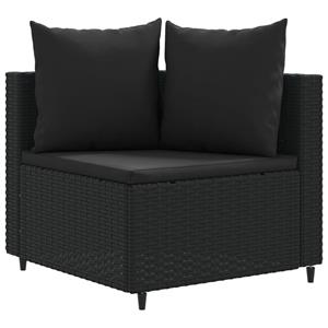 vidaXL 5-delige Loungeset met kussens poly rattan zwart