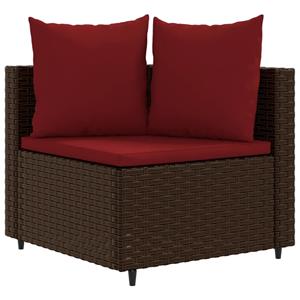 vidaXL 6-delige Loungeset met kussens poly rattan bruin