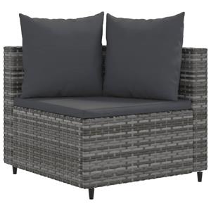 vidaXL 6-delige Loungeset met kussens poly rattan grijs