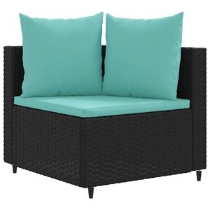 vidaXL 8-delige Loungeset met kussens poly rattan zwart