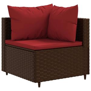 vidaXL 10-delige Loungeset met kussens poly rattan bruin