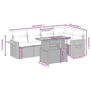 vidaXL 6-delige Loungeset met kussens poly rattan beige