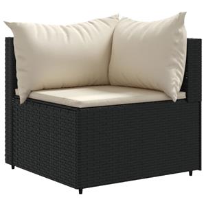 vidaXL 10-delige Loungeset met kussens poly rattan zwart