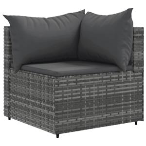 vidaXL 10-delige Loungeset met kussens poly rattan grijs