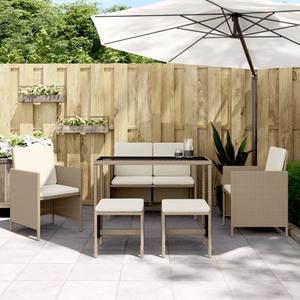 VidaXL 6-delige Tuinset met kussens poly rattan beige