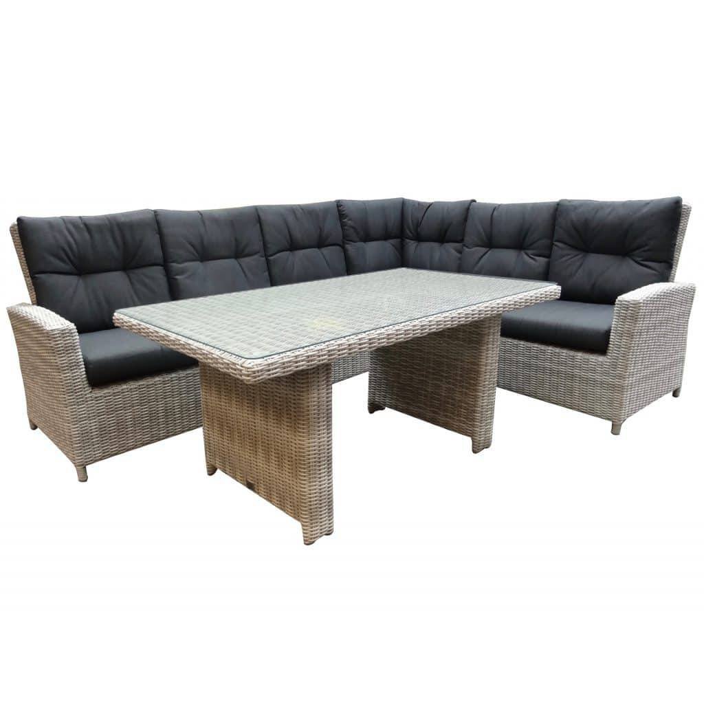 AVH-Collectie San Marino hoek dining loungeset rechts  3-delig wit grijs