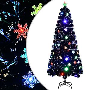 VidaXL Kerstboom met LED-sneeuwvlokken 180 cm glasvezel zwart