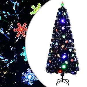 Vidaxl Weihnachtsbaum Mit Led-schneeflocken Schwarz 210 Cm Fiberoptik