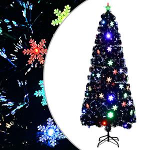 VidaXL Kerstboom met LED-sneeuwvlokken 240 cm glasvezel zwart