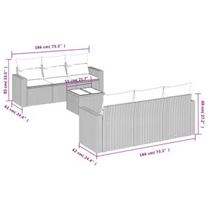 vidaXL 7-delige Loungeset met kussens poly rattan lichtgrijs