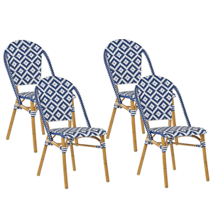 BELIANI Tuinstoel set van 4 rotan blauw/wit RIFREDDO