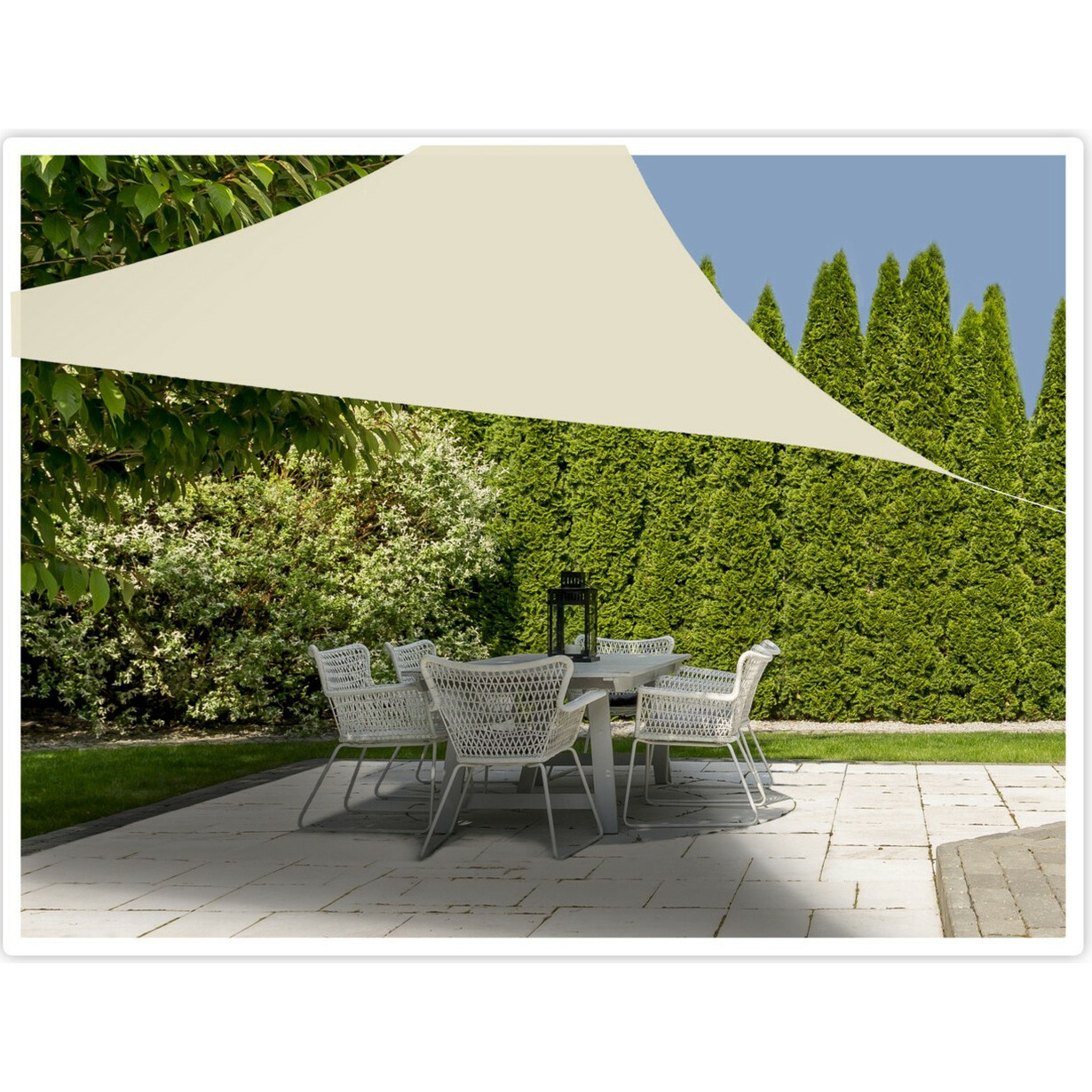 Pro Garden Schaduwdoek/zonnescherm - polyester - gebroken wit - 3 x 3 x 3 meter -