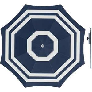 Merkloos Parasol - blauw/wit - D180 cm - incl. draagtas - parasolharing - 49 cm -