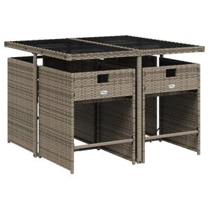 vidaXL 5-delige Tuinset met kussens poly rattan grijs