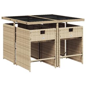 vidaXL 5-delige Tuinset met kussens poly rattan beige