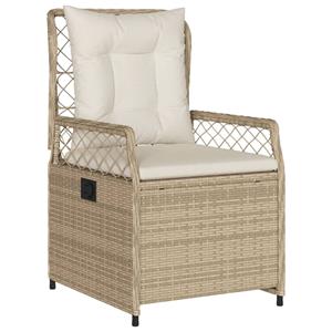 vidaXL 3-delige Tuinset met kussens poly rattan beige