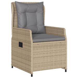 vidaXL 3-delige Tuinset met kussens poly rattan beige