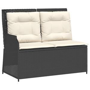 vidaXL 3-delige Loungeset met kussens poly rattan zwart