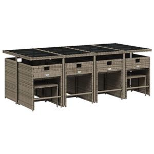 vidaXL 13-delige Tuinset met kussens poly rattan grijs