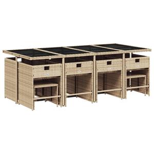 vidaXL 13-delige Tuinset met kussens poly rattan beige