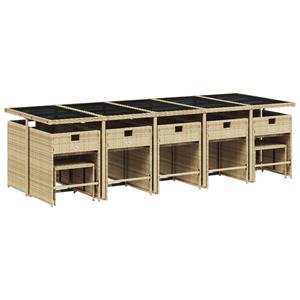 vidaXL 15-delige Tuinset met kussens poly rattan beige