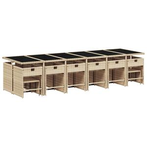 vidaXL 17-delige Tuinset met kussens poly rattan beige