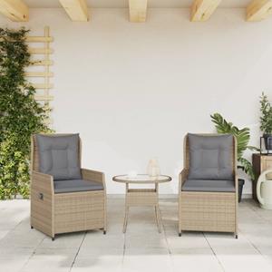 vidaXL Tuinstoelen 2 st verstelbaar poly rattan beige