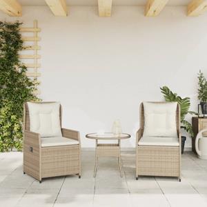 vidaXL Tuinstoelen 2 st verstelbaar poly rattan beige