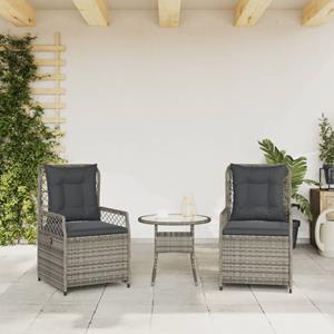 vidaXL Tuinstoelen 2 st verstelbaar poly rattan grijs