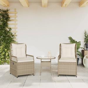 vidaXL Tuinstoelen 2 st verstelbaar poly rattan beige