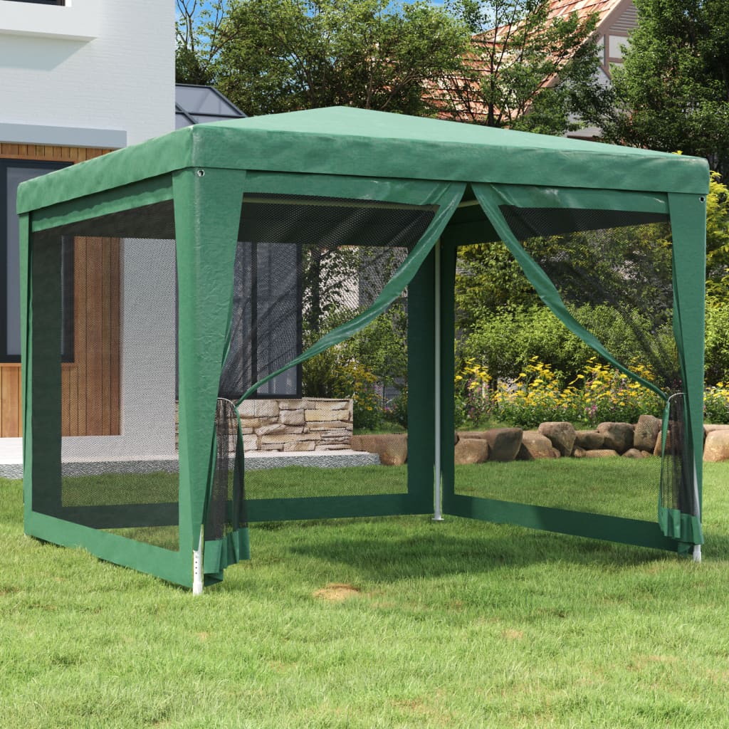 VidaXL Partytent met 4 mesh zijwanden 3x3 m HDPE groen