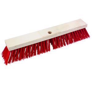 Brumag Bezemkop - Elaston - rood - hout - hard/extra stevig - 50 cm - 24mm - buitenbezem -